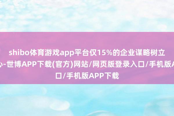shibo体育游戏app平台仅15%的企业谋略树立方案中心-世博APP下载(官方)网站/网页版登录入口/手机版APP下载